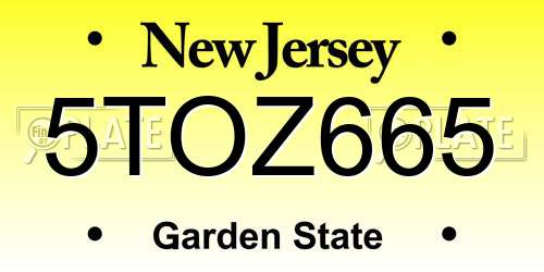 5TOZ665 New Jersey License Plate