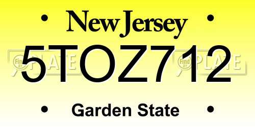 5TOZ712 New Jersey License Plate