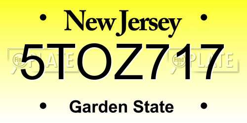 5TOZ717 New Jersey License Plate