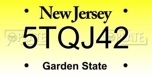 5TQJ42 New Jersey License Plate