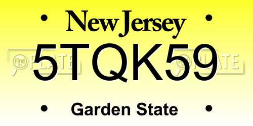 5TQK59 New Jersey License Plate