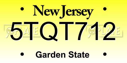 5TQT712 New Jersey License Plate