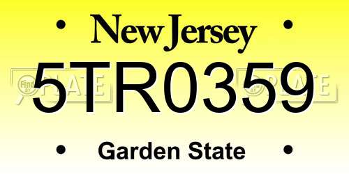 5TR0359 New Jersey License Plate