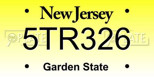 5TR326 New Jersey License Plate