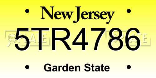5TR4786 New Jersey License Plate