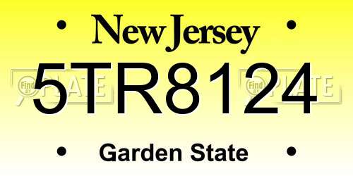 5TR8124 New Jersey License Plate