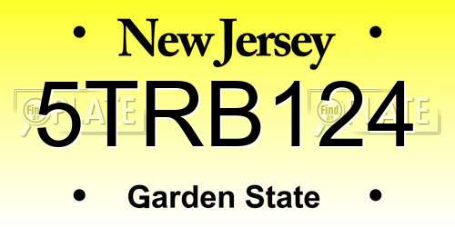 5TRB124 New Jersey License Plate