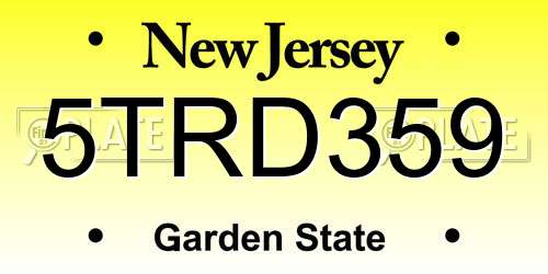 5TRD359 New Jersey License Plate