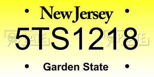 5TS1218 New Jersey License Plate