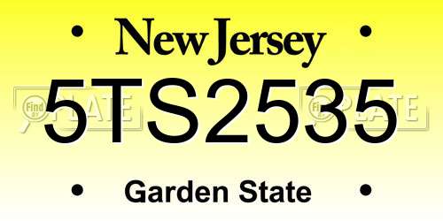 5TS2535 New Jersey License Plate