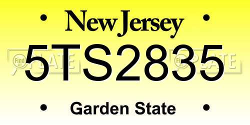 5TS2835 New Jersey License Plate