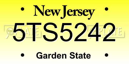 5TS5242 New Jersey License Plate