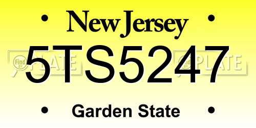 5TS5247 New Jersey License Plate