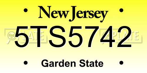 5TS5742 New Jersey License Plate