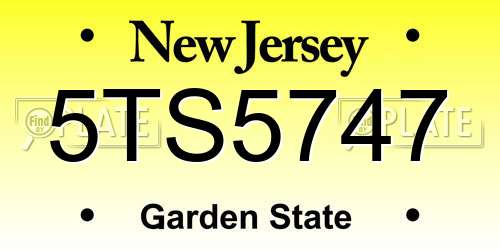 5TS5747 New Jersey License Plate