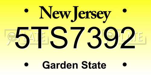 5TS7392 New Jersey License Plate