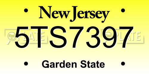 5TS7397 New Jersey License Plate