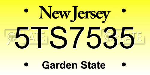 5TS7535 New Jersey License Plate
