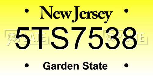 5TS7538 New Jersey License Plate