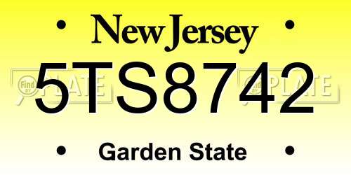 5TS8742 New Jersey License Plate