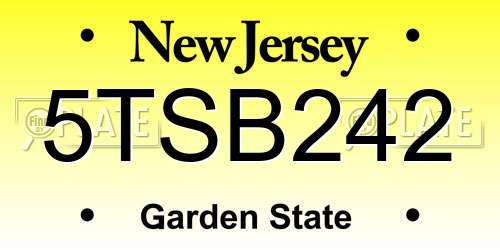 5TSB242 New Jersey License Plate