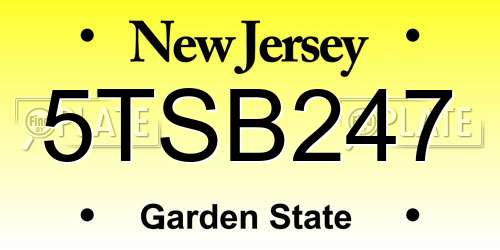 5TSB247 New Jersey License Plate
