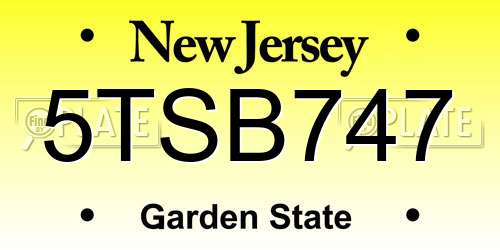 5TSB747 New Jersey License Plate