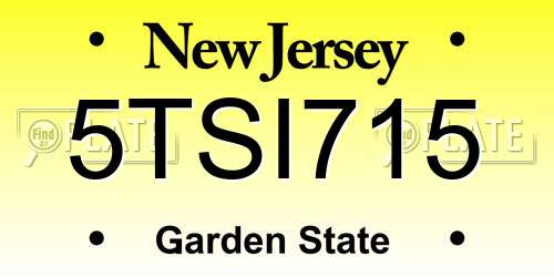 5TSI715 New Jersey License Plate