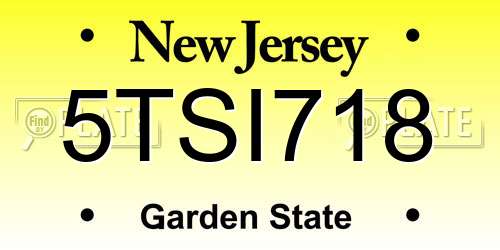 5TSI718 New Jersey License Plate