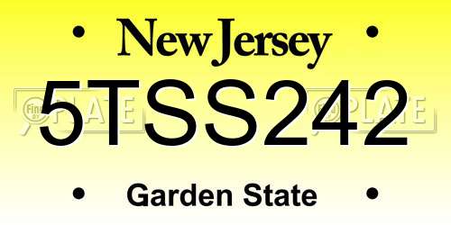 5TSS242 New Jersey License Plate