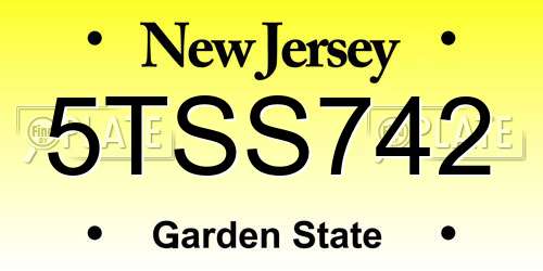 5TSS742 New Jersey License Plate