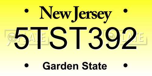 5TST392 New Jersey License Plate