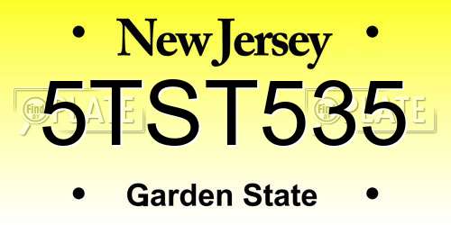 5TST535 New Jersey License Plate