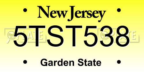 5TST538 New Jersey License Plate