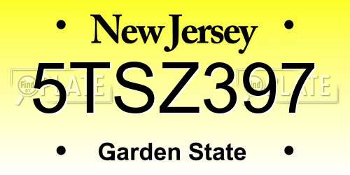 5TSZ397 New Jersey License Plate