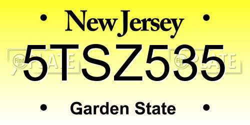 5TSZ535 New Jersey License Plate