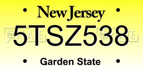 5TSZ538 New Jersey License Plate