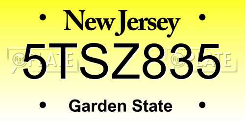 5TSZ835 New Jersey License Plate