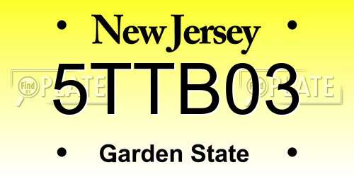 5TTB03 New Jersey License Plate