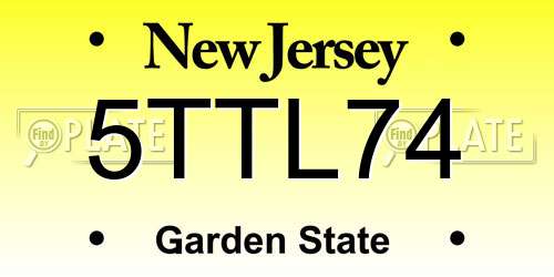 5TTL74 New Jersey License Plate