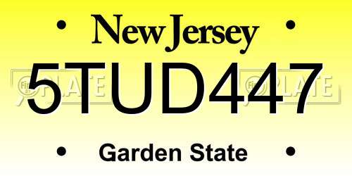 5TUD447 New Jersey License Plate