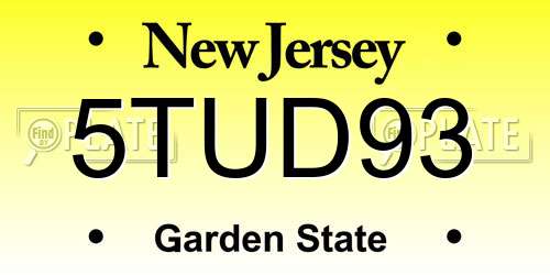 5TUD93 New Jersey License Plate