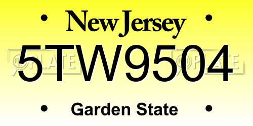 5TW9504 New Jersey License Plate