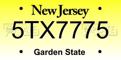5TX7775 New Jersey License Plate