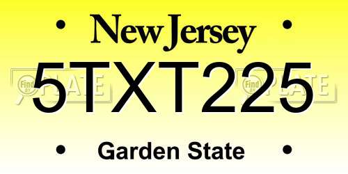 5TXT225 New Jersey License Plate