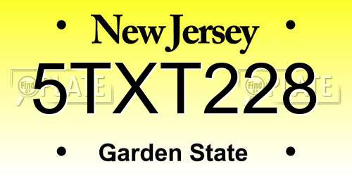 5TXT228 New Jersey License Plate