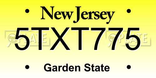 5TXT775 New Jersey License Plate