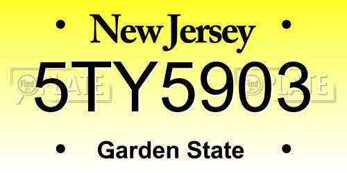 5TY5903 New Jersey License Plate