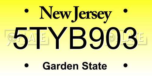 5TYB903 New Jersey License Plate