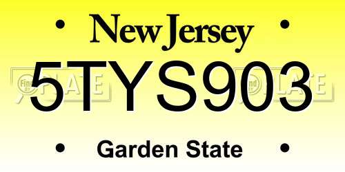 5TYS903 New Jersey License Plate